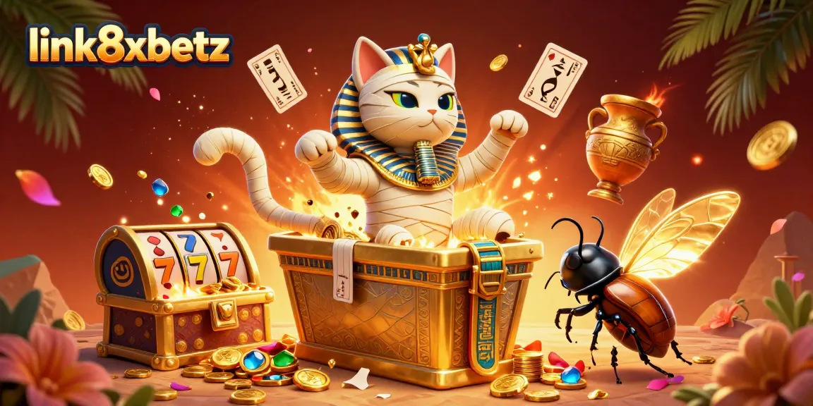 Experience gaming excitement at link8xbetz with a thrilling pyramid casino scene and vibrant slots elements.