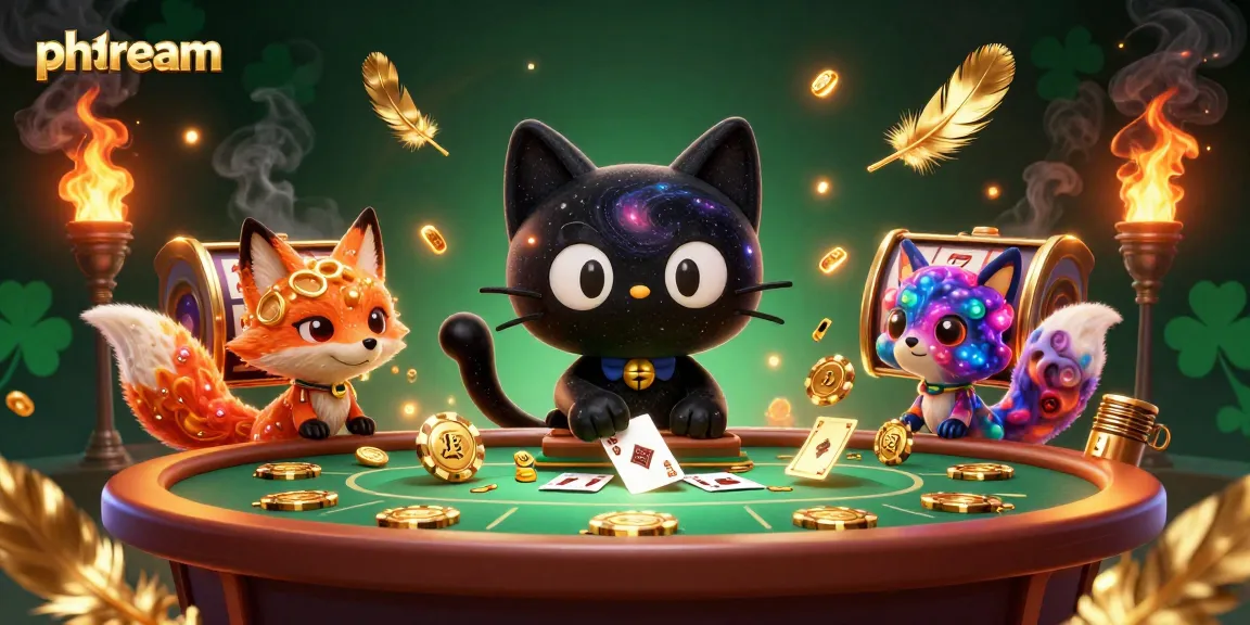 Engage with phdream's exciting games, visualized by a cosmic casino scene with thrilling elements.