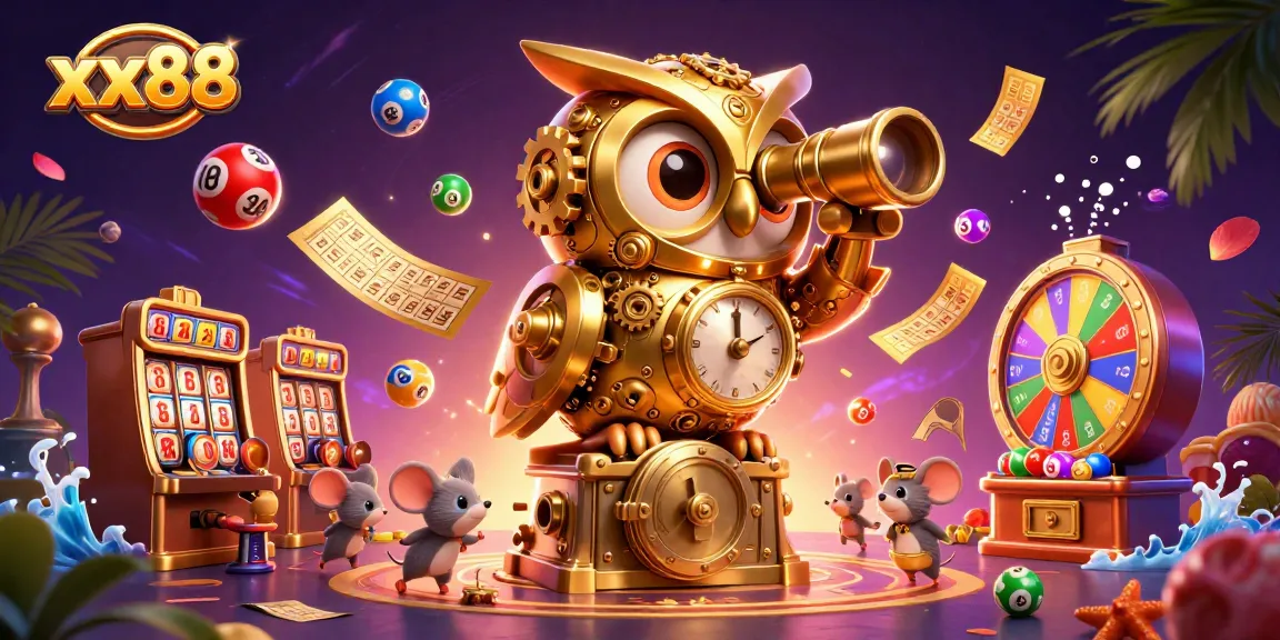 Experience thrilling gambling at xx88 with a dynamic casino scene featuring iconic symbols and vibrant characters.