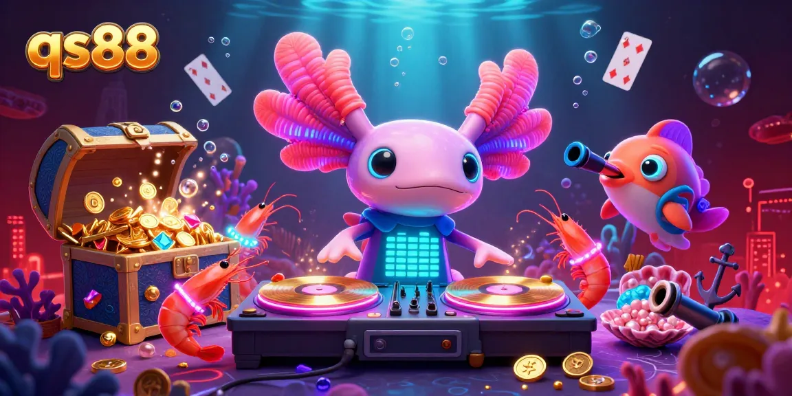 Experience thrilling action at qs88 with a dynamic 3D underwater casino featuring an axolotl DJ and vibrant sea creatures.