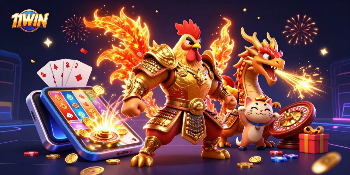 Unleash winning strategies with 11WIN, featuring captivating casino characters and games.