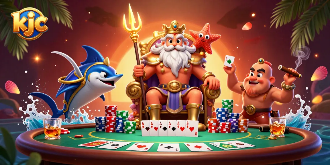 Engage with KJC's dynamic poker action surrounded by Neptune and his loyal samurai.