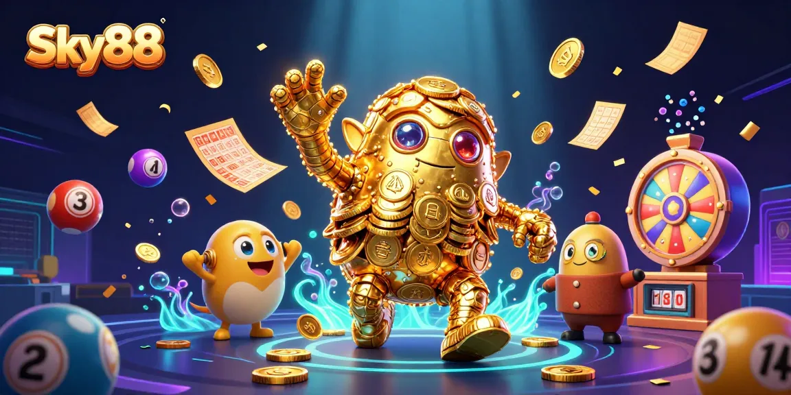 Experience thrilling gameplay at Sky88 with dynamic lottery balls and vibrant casino visuals.