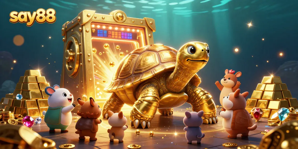 Experience thrilling adventures at say88 with a golden tortoise pinball machine and treasure vault.