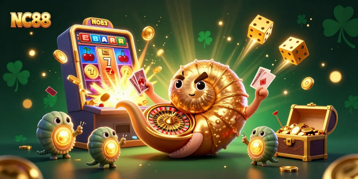 Experience the thrill of casino gaming with NC88's vibrant 3D illustration of a winning jackpot scene.