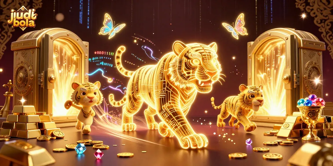 Memenangkan taruhan judi bola dengan penyajian visual menarik dari tiger neon yang terhubung dengan elemen kasino.