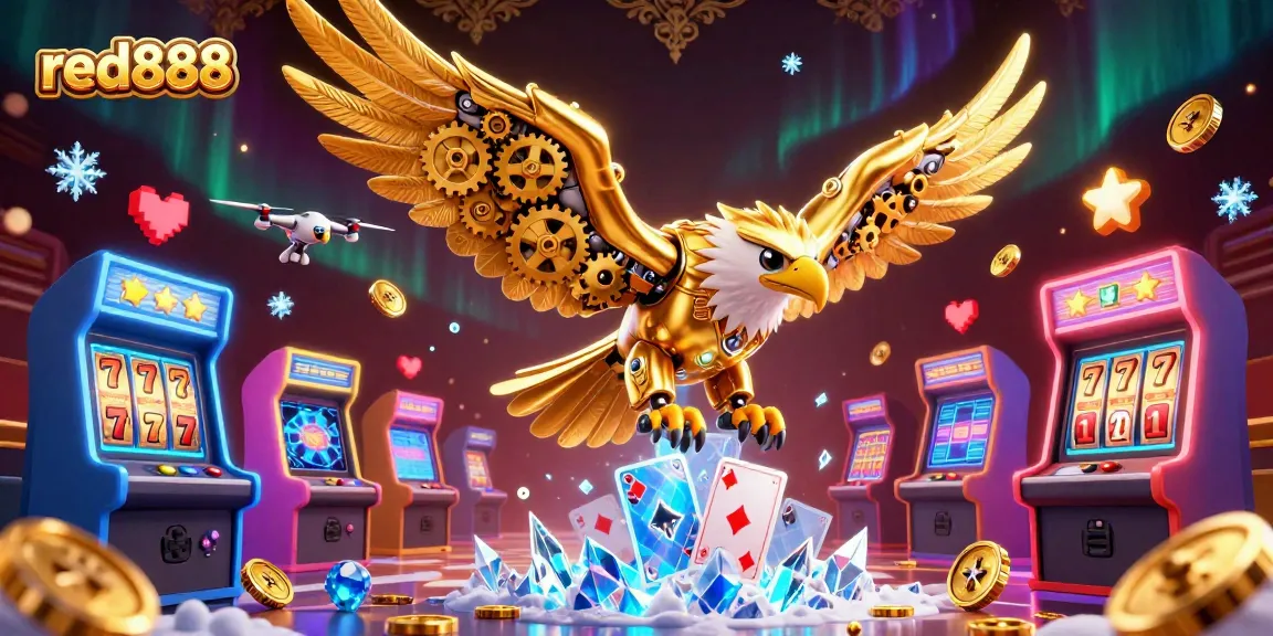 Experience thrilling gameplay with the red888 golden eagle soaring through vibrant casino elements.