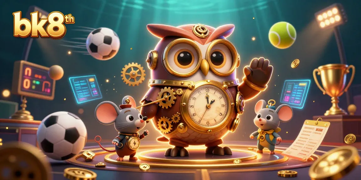 Engage with bk8th's dynamic sports betting scene featuring a steampunk owl and thrilling game elements.