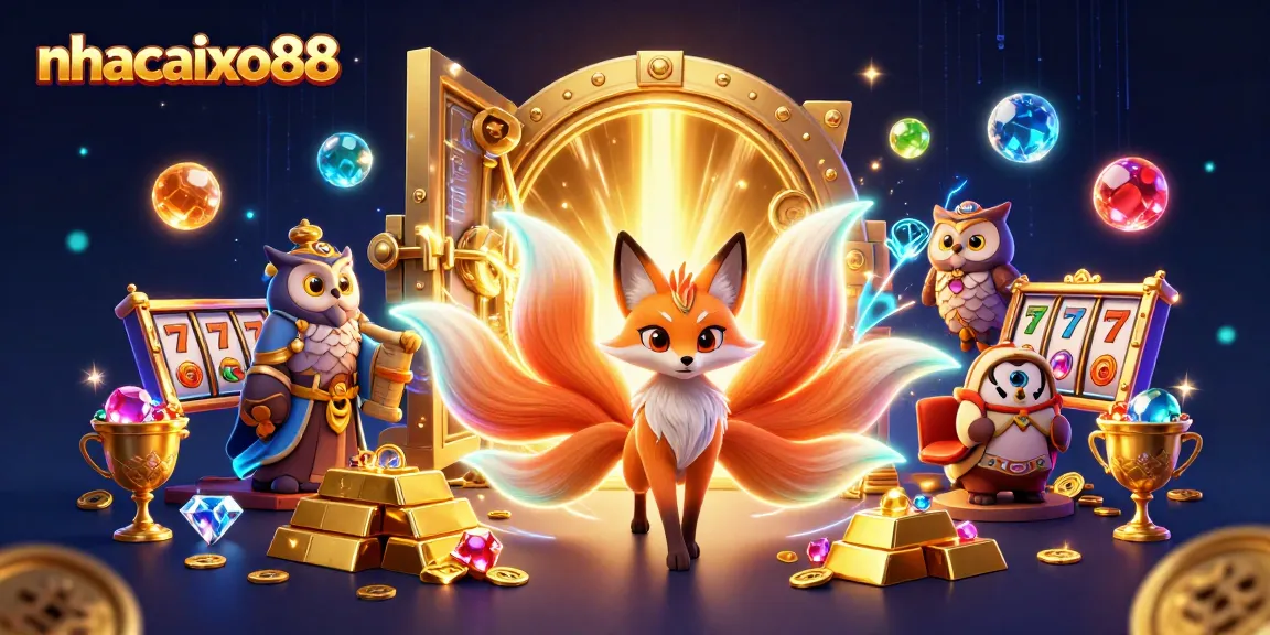 Win exciting jackpots at nhacaixo88 with vibrant slot reels and treasure in a magical scene.