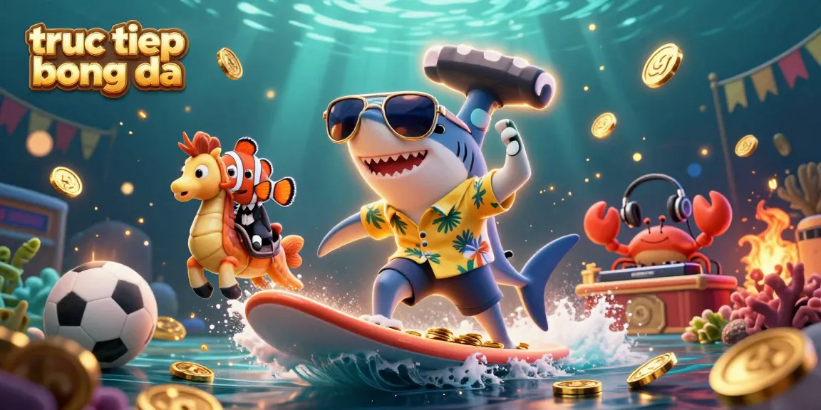 Experience truc tiep bong da with vibrant characters and dynamic sports elements in a lively underwater scene.