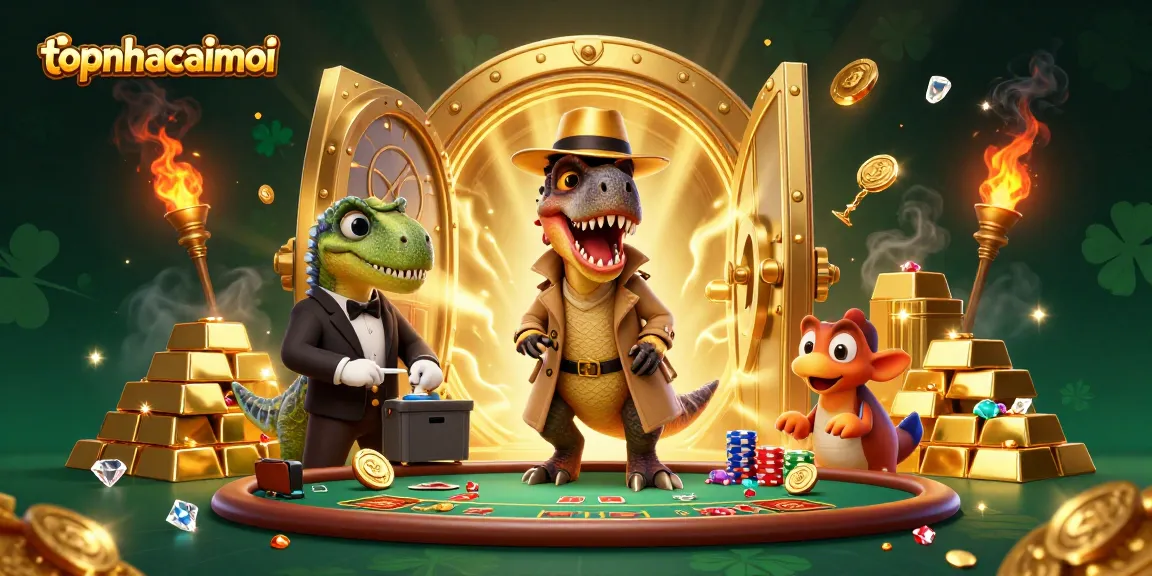 Engage with exciting gameplay at topnhacaimoi featuring a velociraptor card counter at a blackjack table.