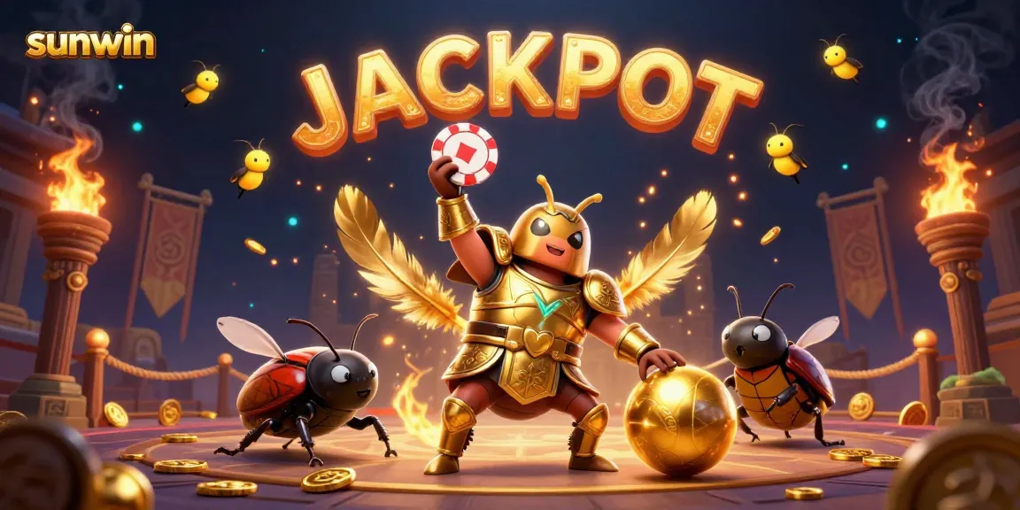 Experience the excitement of sunwin with a heroic beetle winning jackpots in a vibrant casino setting.