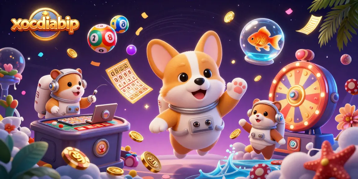xocdiabip engages players in a space-themed casino with floating character elements and vibrant gaming elements.