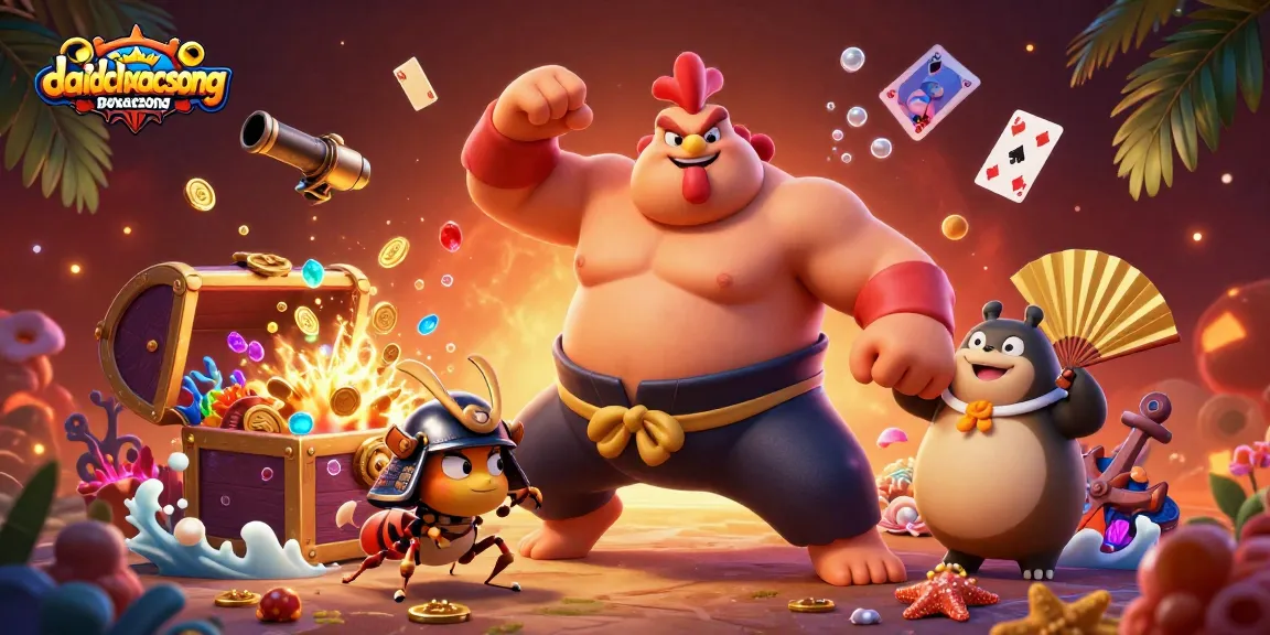 Engage in thrilling action with daidichxacsong, featuring powerful rooster, fierce cricket, and dynamic treasures.