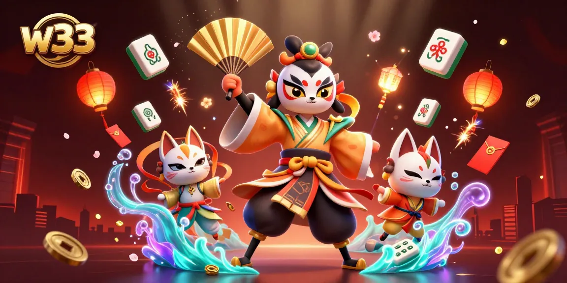 w33 elevates online gaming with vibrant 3D characters and casino elements, showcasing a colorful gambling scene.